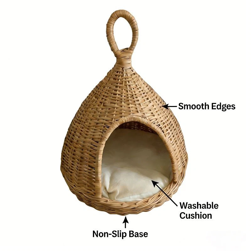 Hand-woven Durable Hanging Willow Cat House/pet Bed best