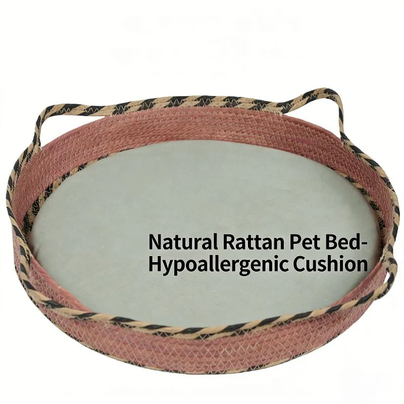 Red Round Disc Stitched Paper Rope Cat Bed/pet Bed suppliers