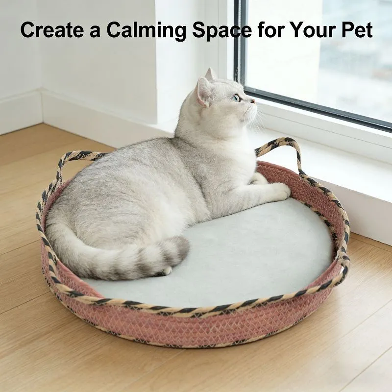 Red Round Disc Stitched Paper Rope Cat Bed/pet Bed factory